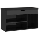 Vidaxl Schuhbank mit Kissen 80x30x47 cm Holz Hochglanzschwarz schwarz - afbeelding 2