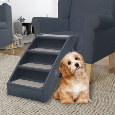 Vidaxl Hundetreppe 4 Schritte falten dunkelgrau