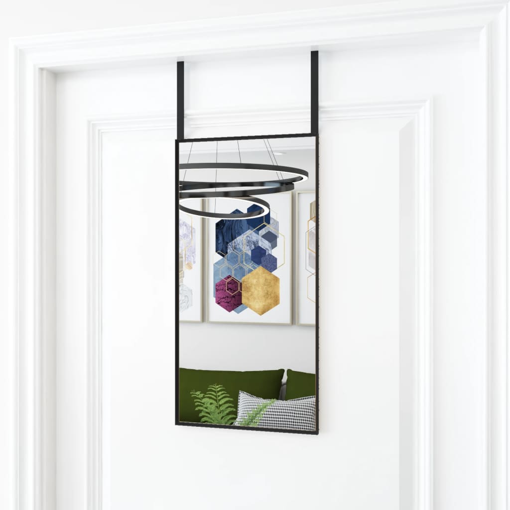 Vidaxl -Türspiegel 30x60 cm Glas und Aluminiumschwarz