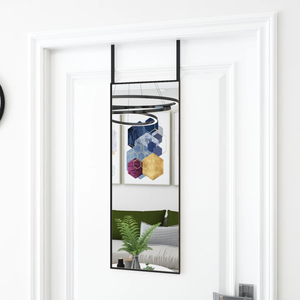 Vidaxl -Türspiegel 30x80 cm Glas und Aluminiumschwarz