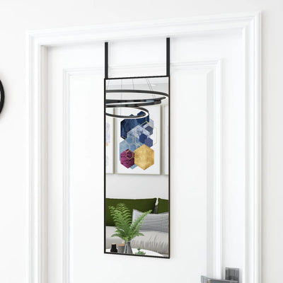 Vidaxl -Türspiegel 30x80 cm Glas und Aluminiumschwarz