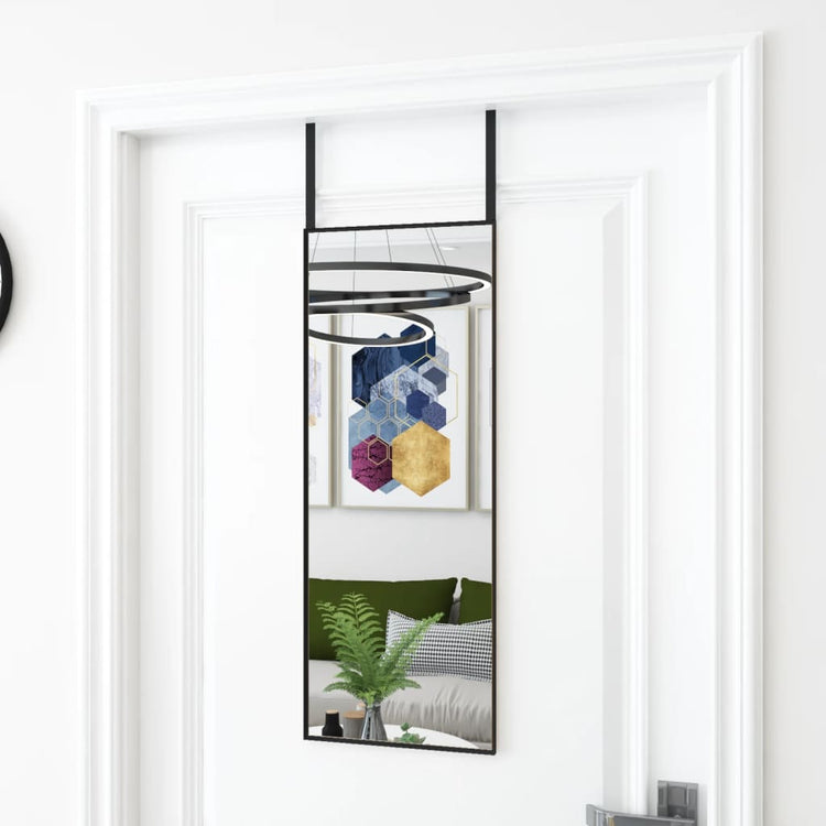 Vidaxl -Türspiegel 30x80 cm Glas und Aluminiumschwarz