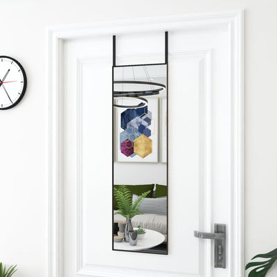 Vidaxl -Türspiegel 30x100 cm Glas und Aluminiumschwarz