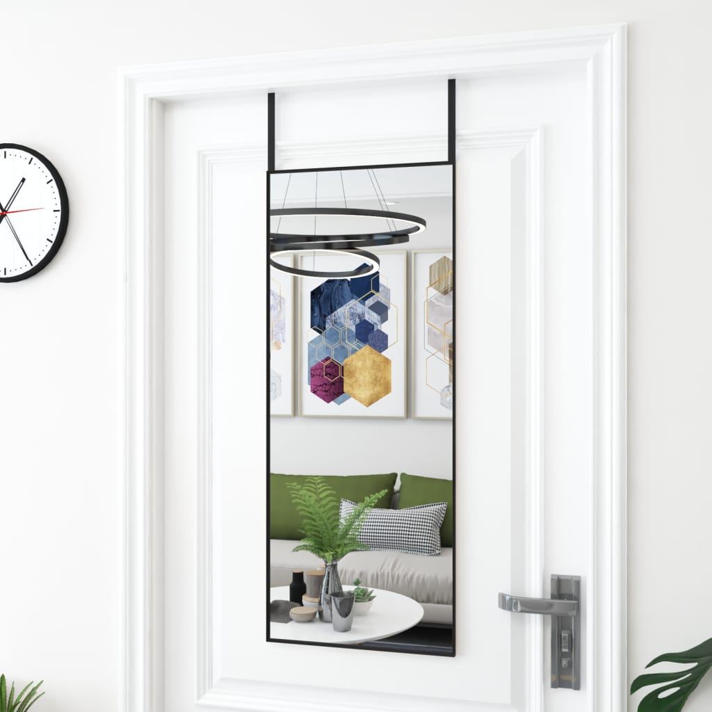 Vidaxl -Türspiegel 40x100 cm Glas und Aluminiumschwarz