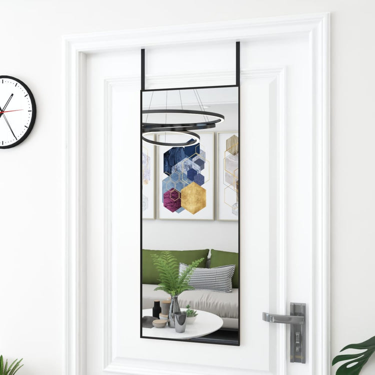Vidaxl -Türspiegel 40x100 cm Glas und Aluminiumschwarz