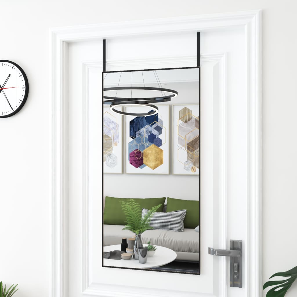 Vidaxl -Türspiegel 50x100 cm Glas und Aluminiumschwarz