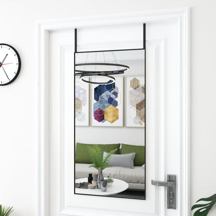 Vidaxl -Türspiegel 50x100 cm Glas und Aluminiumschwarz