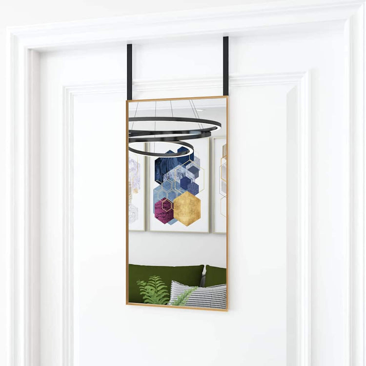 Vidaxl -Türspiegel 30x60 cm Glas und Aluminium Gold gefärbt