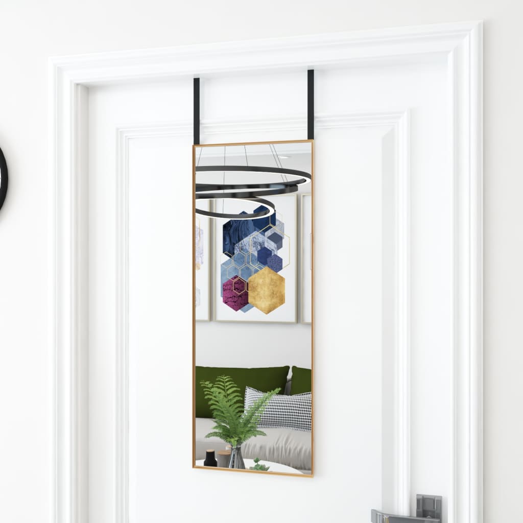 VIDAXL -Türspiegel 30x80 cm Glas und Aluminium Gold gefärbt