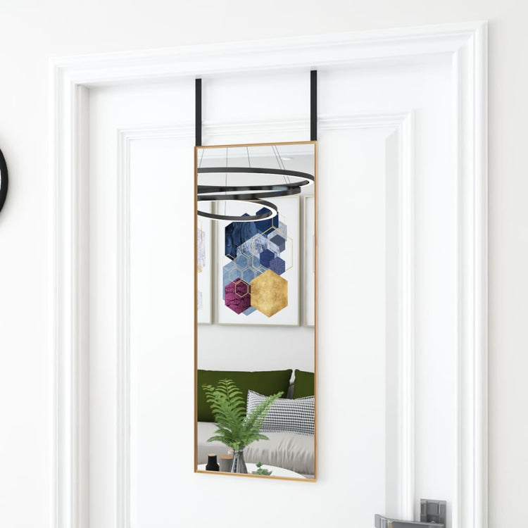 VIDAXL -Türspiegel 30x80 cm Glas und Aluminium Gold gefärbt