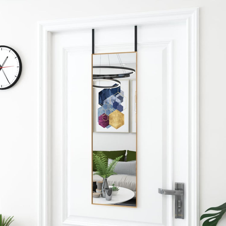 VIDAXL -Tür Spiegel 30x100 cm Glas und Aluminium Gold gefärbt