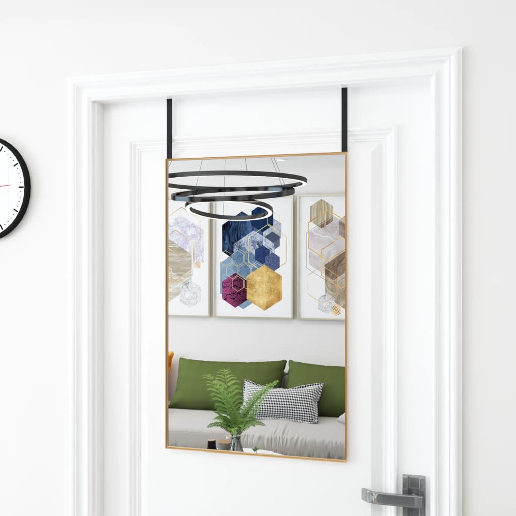 Vidaxl -Türspiegel 50x80 cm Glas und Aluminium Gold gefärbt