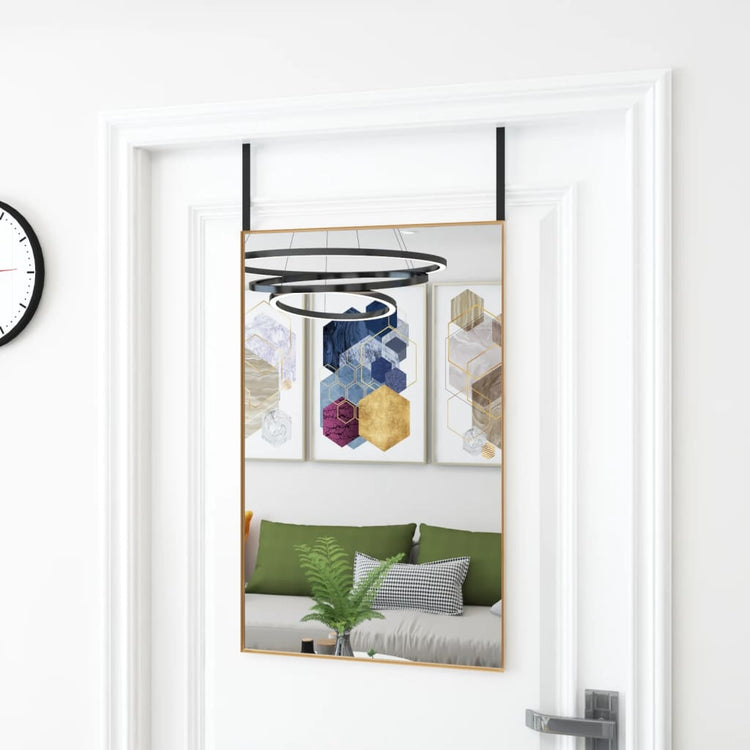 Vidaxl -Türspiegel 50x80 cm Glas und Aluminium Gold gefärbt