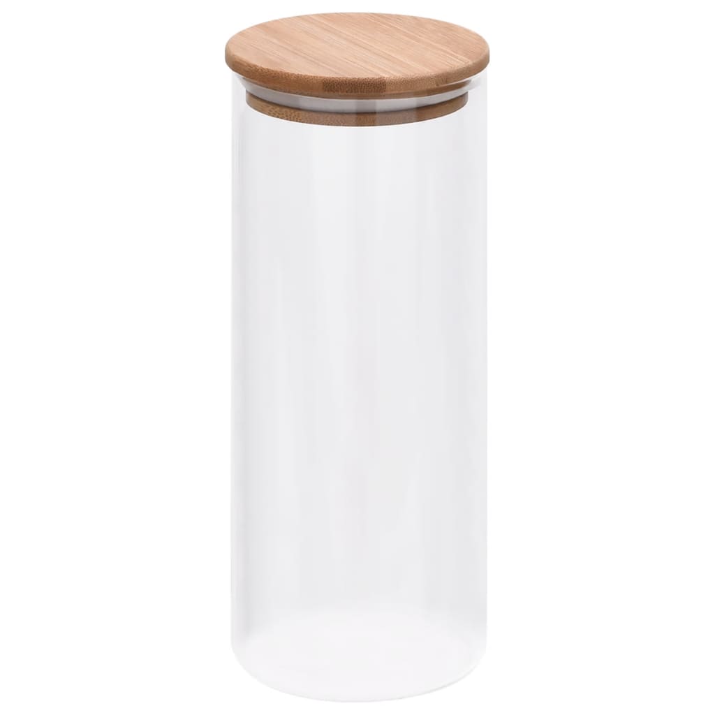 Vidaxl -Speichertöpfe mit Bambusdeckel 6 pc 1000 ml Glas