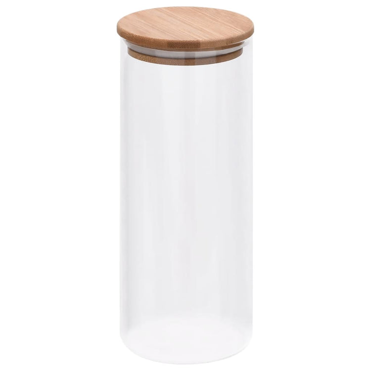 Vidaxl -Speichertöpfe mit Bambusdeckel 6 pc 1000 ml Glas