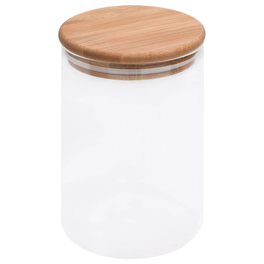VIDAXL -Aufbewahrungstöpfe mit Bambusdeckeln 4 ST 800 ml Glas