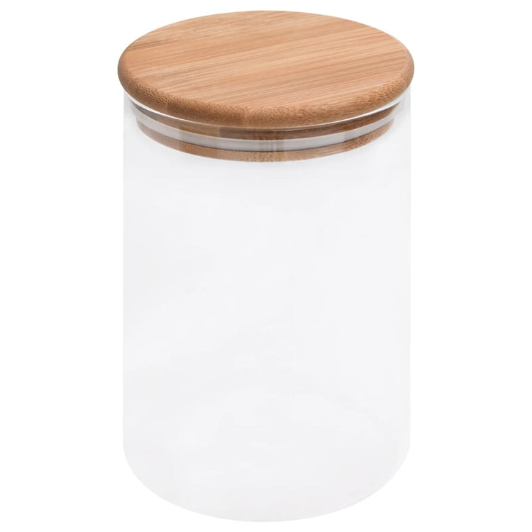 VIDAXL -Aufbewahrungstöpfe mit Bambusdeckeln 4 ST 800 ml Glas