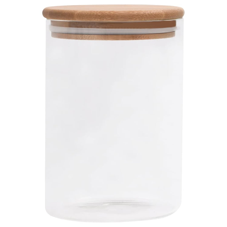 VIDAXL -Aufbewahrungstöpfe mit Bambusdeckeln 4 ST 800 ml Glas