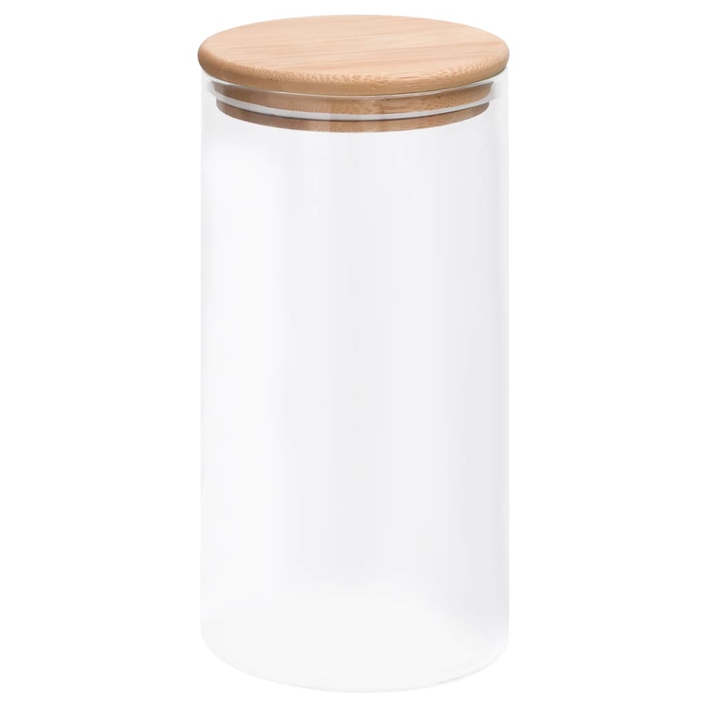 VIDAXL -Aufbewahrungstöpfe mit Bambusdeckel 4 ST 1200 ml Glas