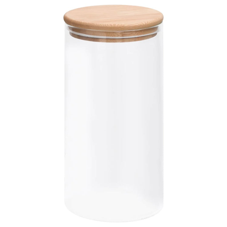 VIDAXL -Aufbewahrungstöpfe mit Bambusdeckel 4 ST 1200 ml Glas
