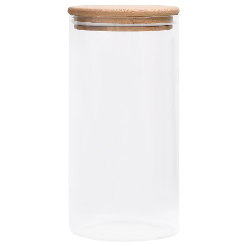 VIDAXL -Aufbewahrungstöpfe mit Bambusdeckel 4 ST 1200 ml Glas