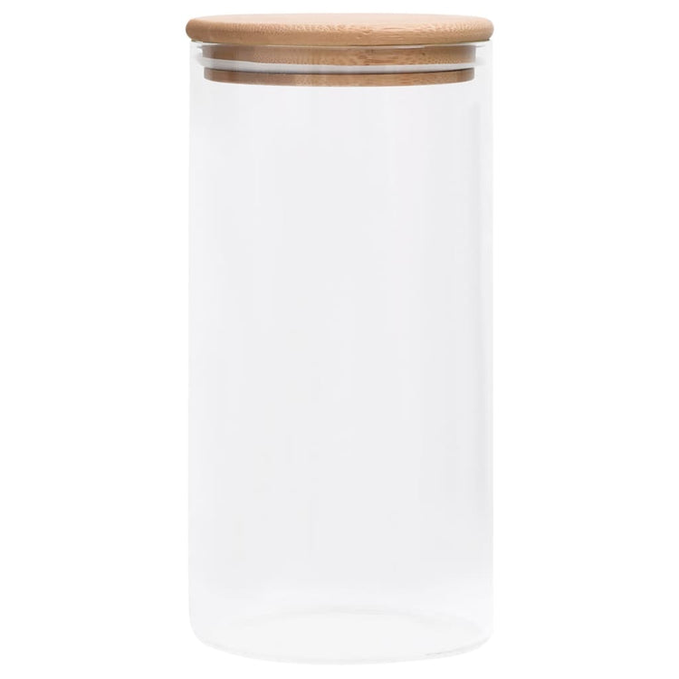 VIDAXL -Aufbewahrungstöpfe mit Bambusdeckel 4 ST 1200 ml Glas