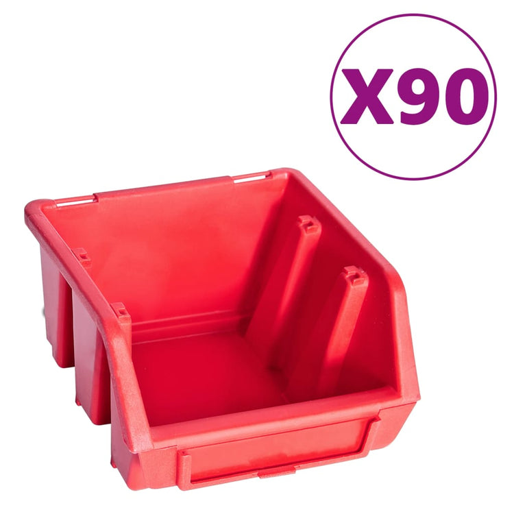 VIDAXL 96-TEIL-Speichersatz mit Wandpaneele rot und schwarz