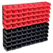 VIDAXL 96-TEIL-Speichersatz mit Wandpaneele rot und schwarz - afbeelding 1