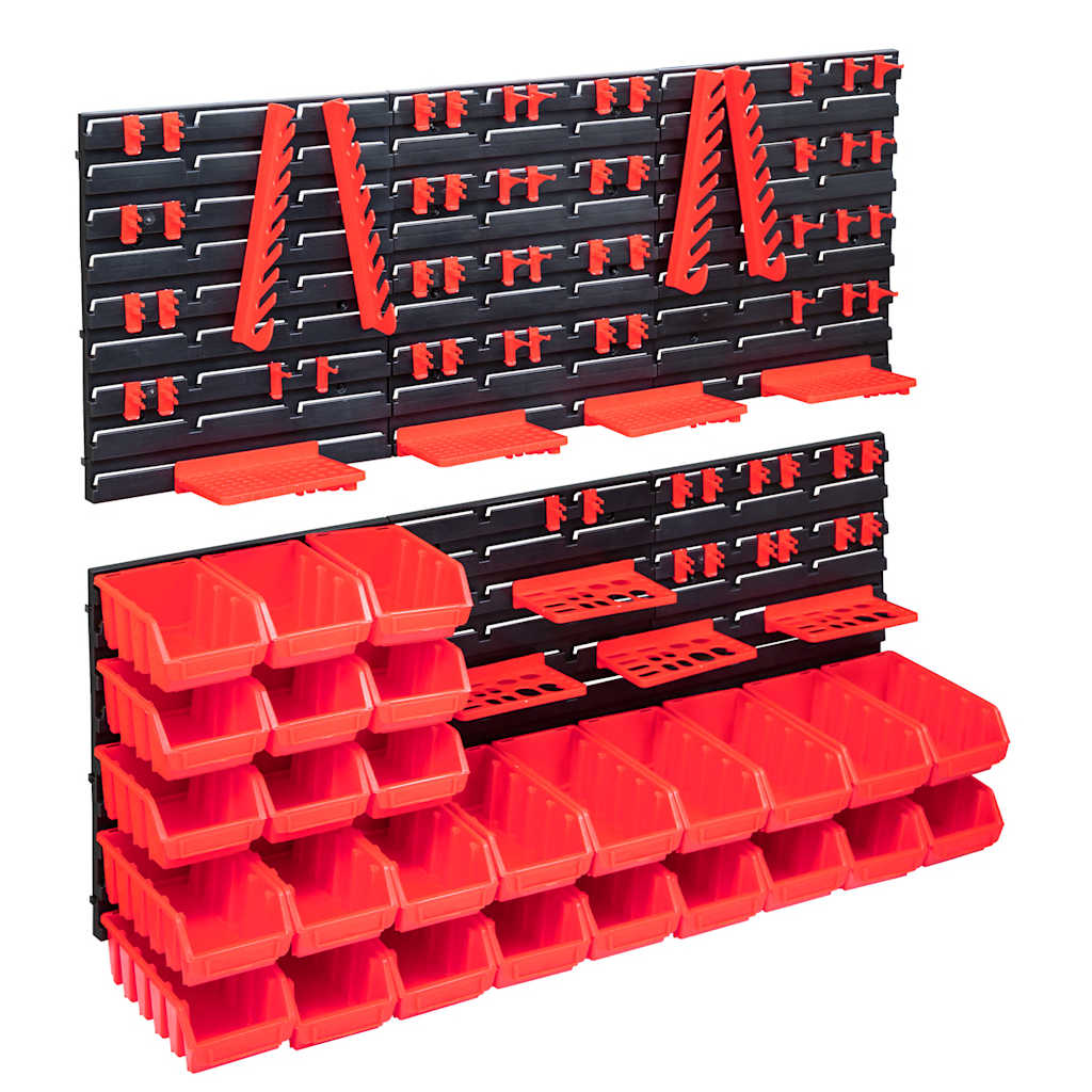 VIDAXL 103-TEIL-Speichersatz mit Wandpaneele rot und schwarz