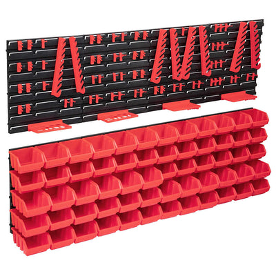 Vidaxx 136-teiliges Aufbewahrungsbox-Set mit Wandpaneelen in Rot und Schwarz