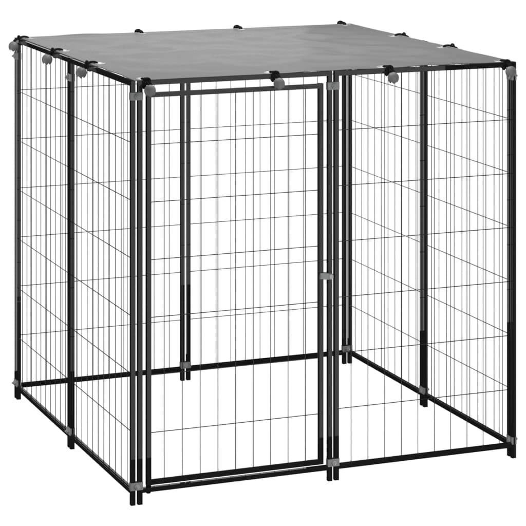Vidaxl -Hund Kennel 110x110x110 cm Stahlschwarz