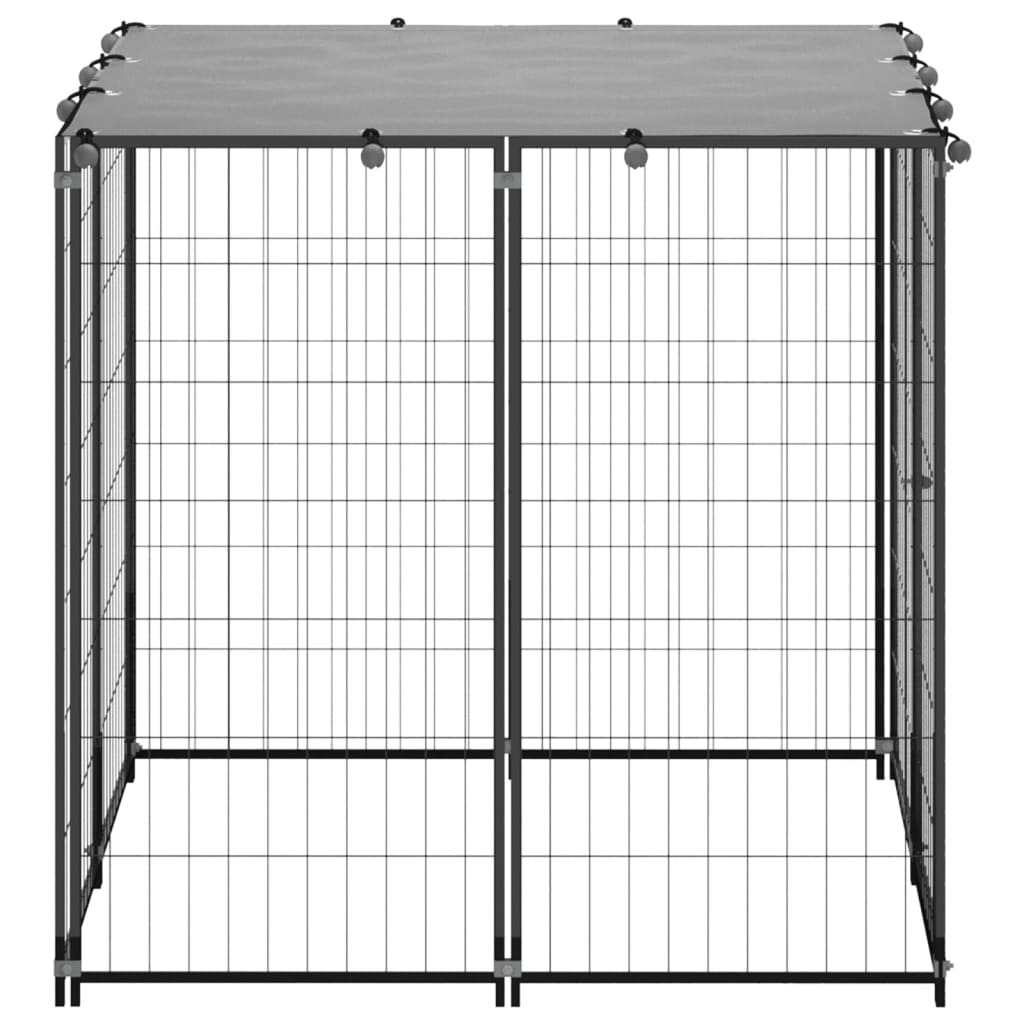Vidaxl -Hund Kennel 110x110x110 cm Stahlschwarz