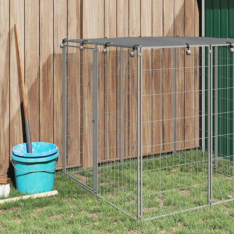 Vidaxl -Hund Kennel 110x110x110 cm Stahl Silberfarbe