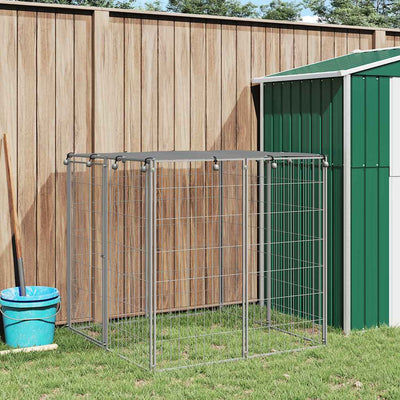 Vidaxl -Hund Kennel 110x110x110 cm Stahl Silberfarbe