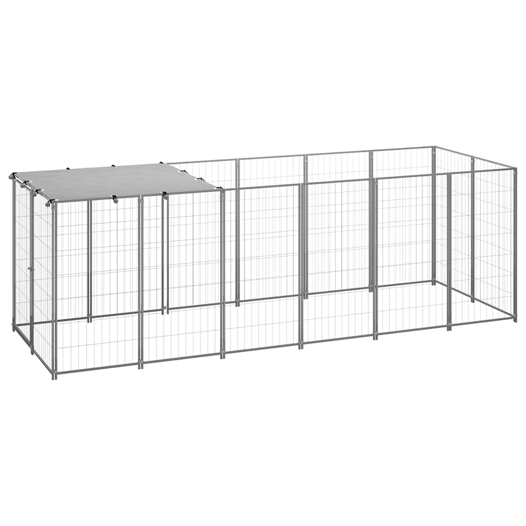 Vidaxl -Hund Kennel 330x110x110 cm Stahl Silberfarbe