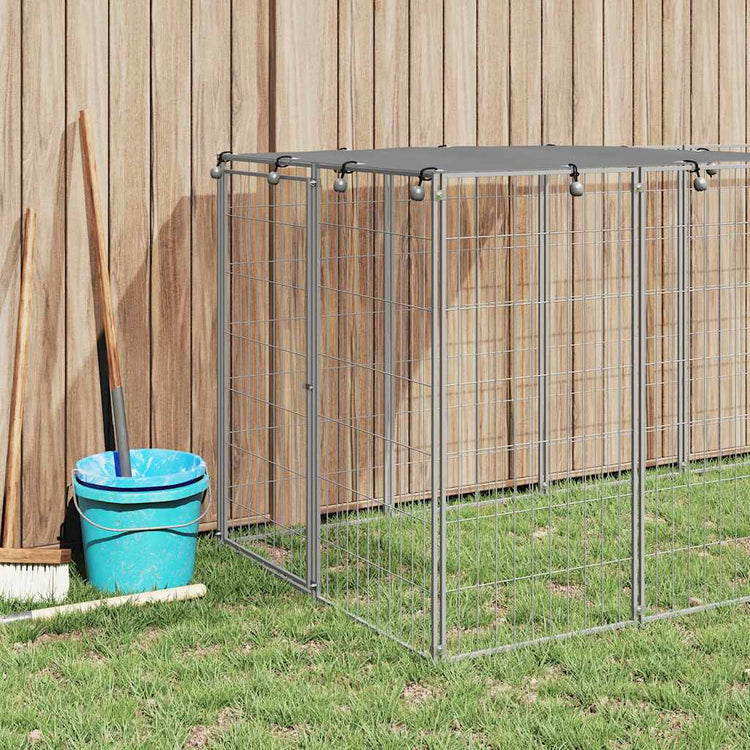 Vidaxl -Hund Kennel 330x110x110 cm Stahl Silberfarbe