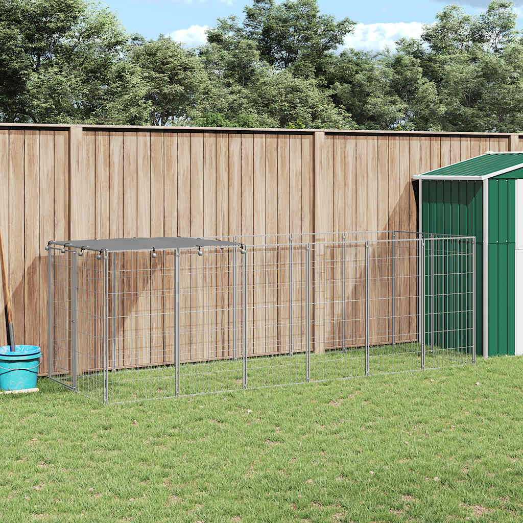 Vidaxl -Hund Kennel 330x110x110 cm Stahl Silberfarbe