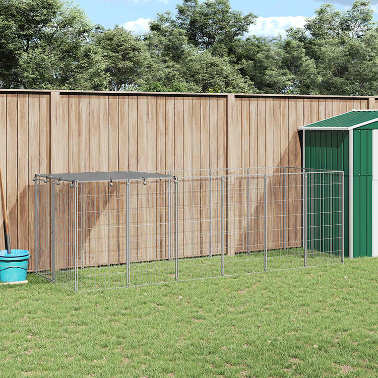Vidaxl -Hund Kennel 330x110x110 cm Stahl Silberfarbe