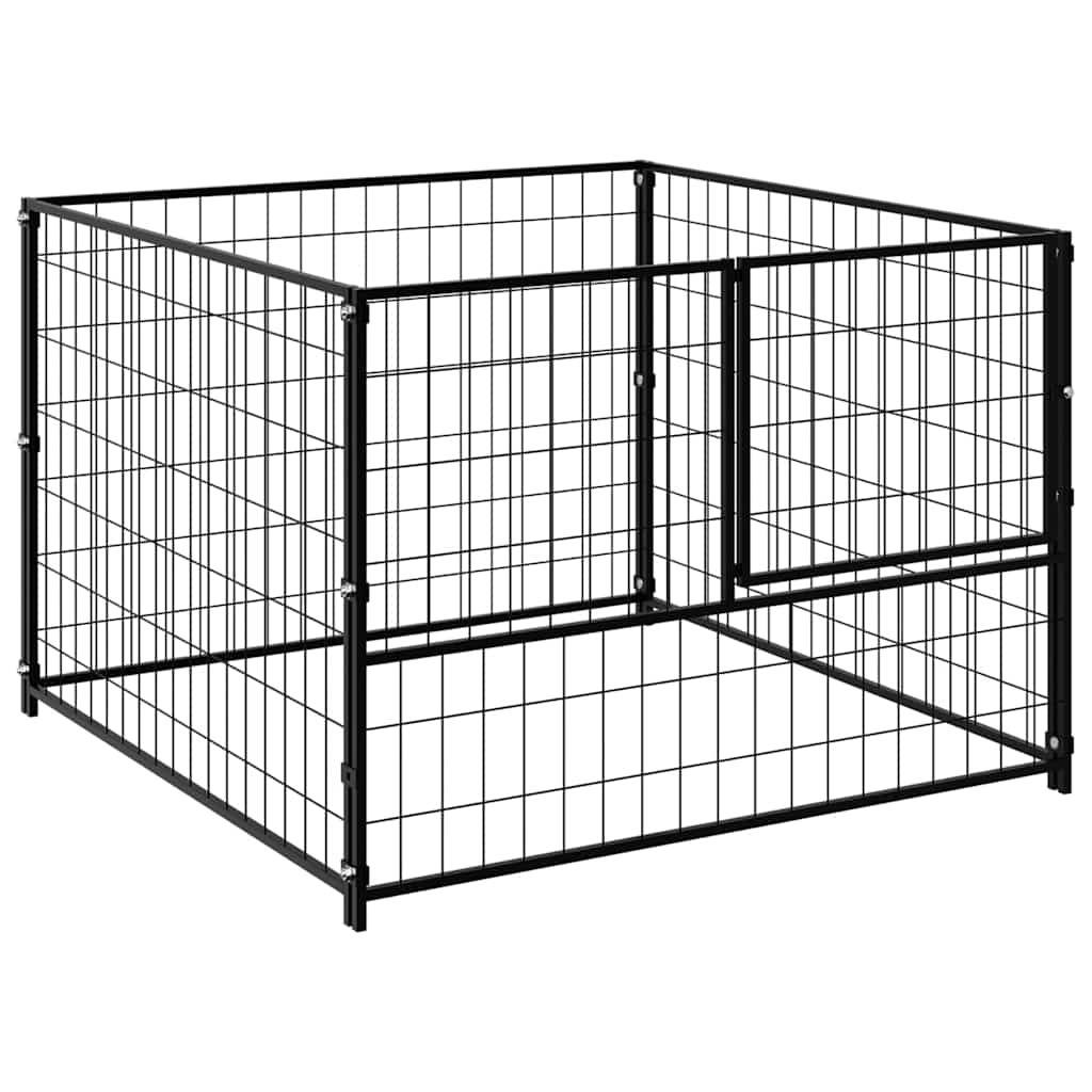 Vidaxl Hund Kennel 100x100x70 cm Stahlschwarz