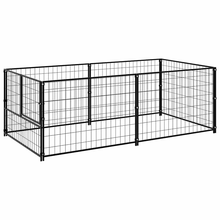 Vidaxl Hund Kennel 200x100x70 cm Stahlschwarz