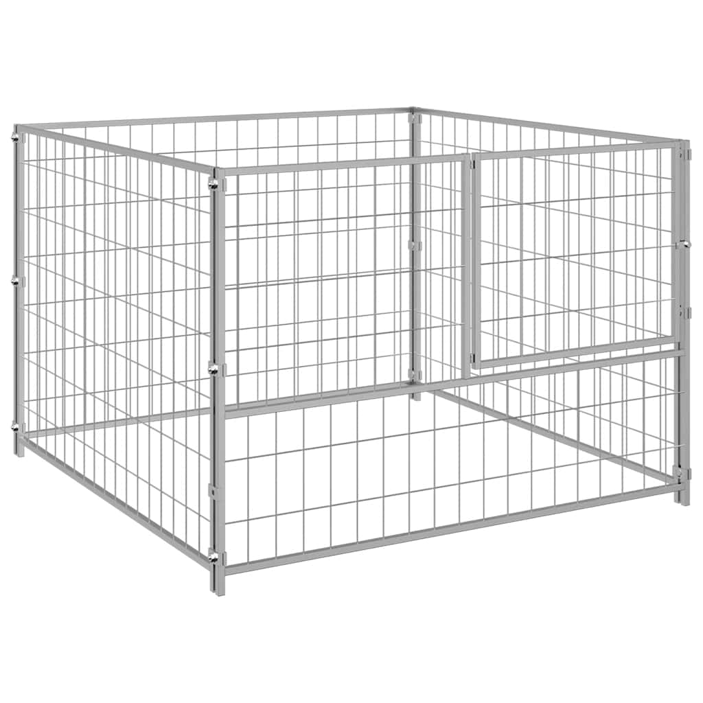 Vidaxl Hund Kennel 100x100x70 cm Stahl Silberfarbe