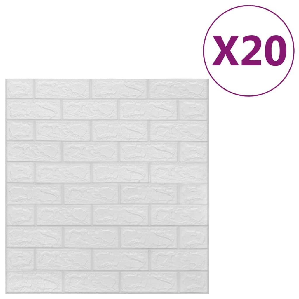 Vidaxl 3d Tapete selbstklebend 20 St. Ziegel Weiß Weiß