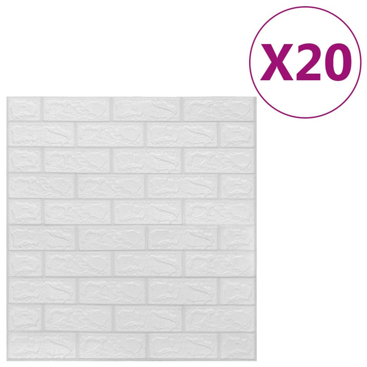 Vidaxl 3d Tapete selbstklebend 20 St. Ziegel Weiß Weiß