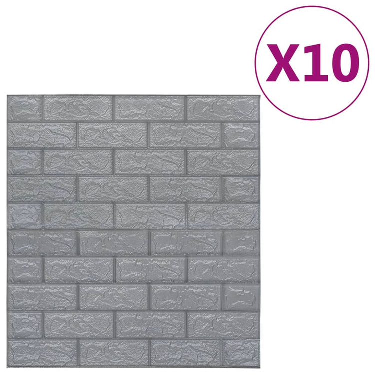 Vidaxl 3D Tapete selbstklebend 10 St. Ziegel Anthrazitfarben
