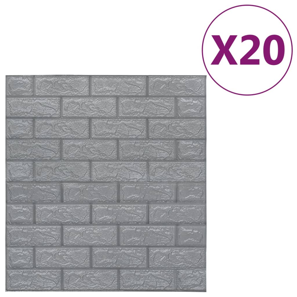 Vidaxl 3D Tapete selbstklebend 20 St. Ziegel Anthrazitfarben