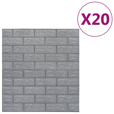 Vidaxl 3D Tapete selbstklebend 20 St. Ziegel Anthrazitfarben