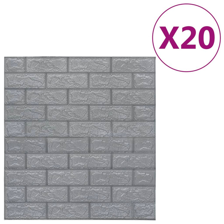 Vidaxl 3D Tapete selbstklebend 20 St. Ziegel Anthrazitfarben