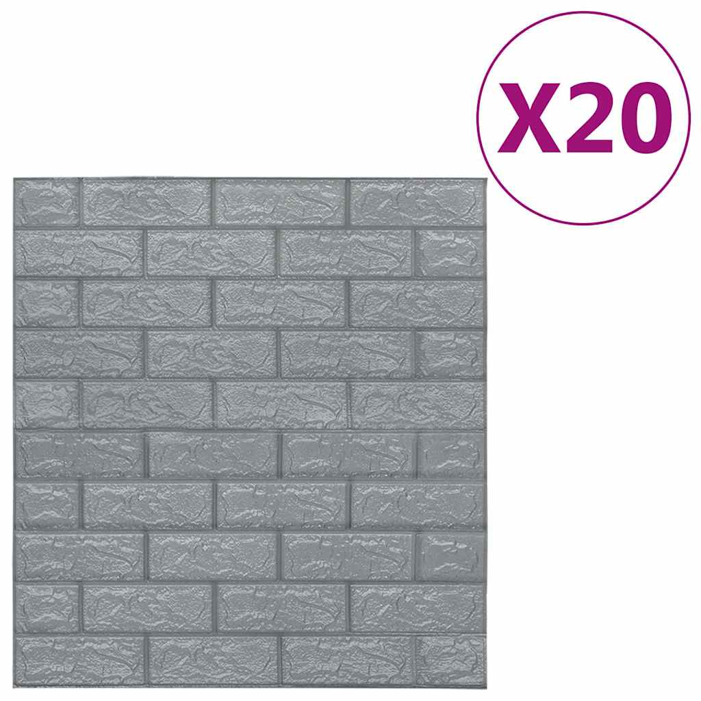 Vidaxl 3D Tapete selbstklebend 20 St. Ziegel Anthrazitfarben
