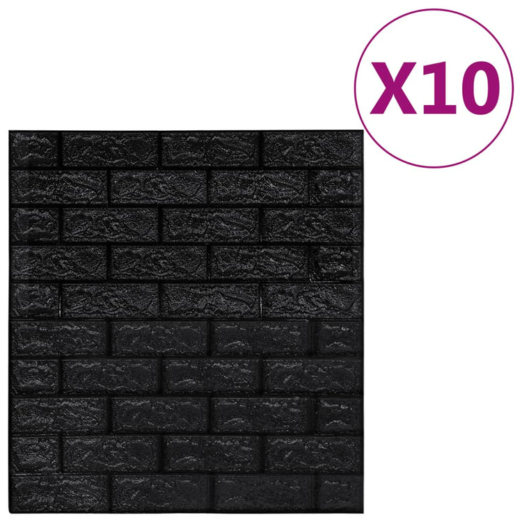 Vidaxl 3d Tapete Selbstklebend 10 St. Ziegelschwarz schwarz