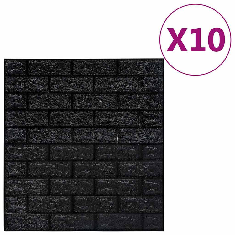 Vidaxl 3d Tapete Selbstklebend 10 St. Ziegelschwarz schwarz